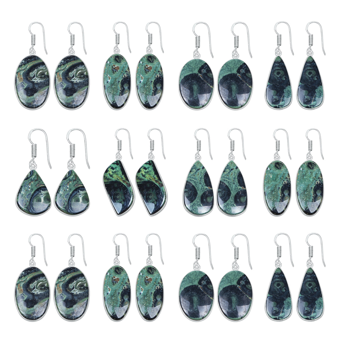 Star Galaxy Jasper Earrings – Silver-Plated, Handmade, Cosmic Pattern | Wholesale