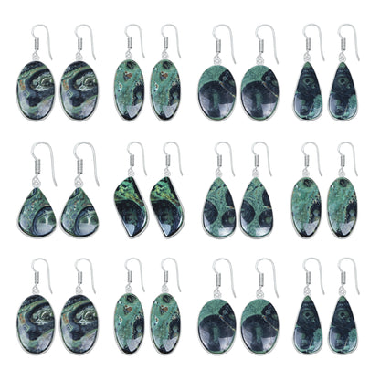 Star Galaxy Jasper Earrings – Silver-Plated, Handmade, Cosmic Pattern | Wholesale