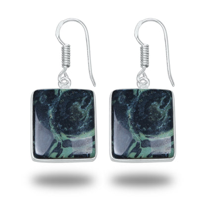 Star Galaxy Jasper Earrings – Silver-Plated, Handmade, Cosmic Pattern | Wholesale