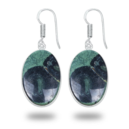 Star Galaxy Jasper Earrings – Silver-Plated, Handmade, Cosmic Pattern | Wholesale