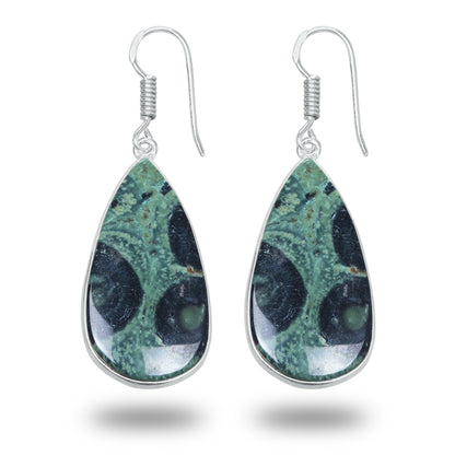 Star Galaxy Jasper Earrings – Silver-Plated, Handmade, Cosmic Pattern | Wholesale