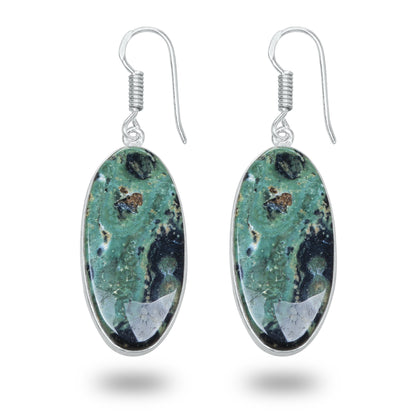 Star Galaxy Jasper Earrings – Silver-Plated, Handmade, Cosmic Pattern | Wholesale