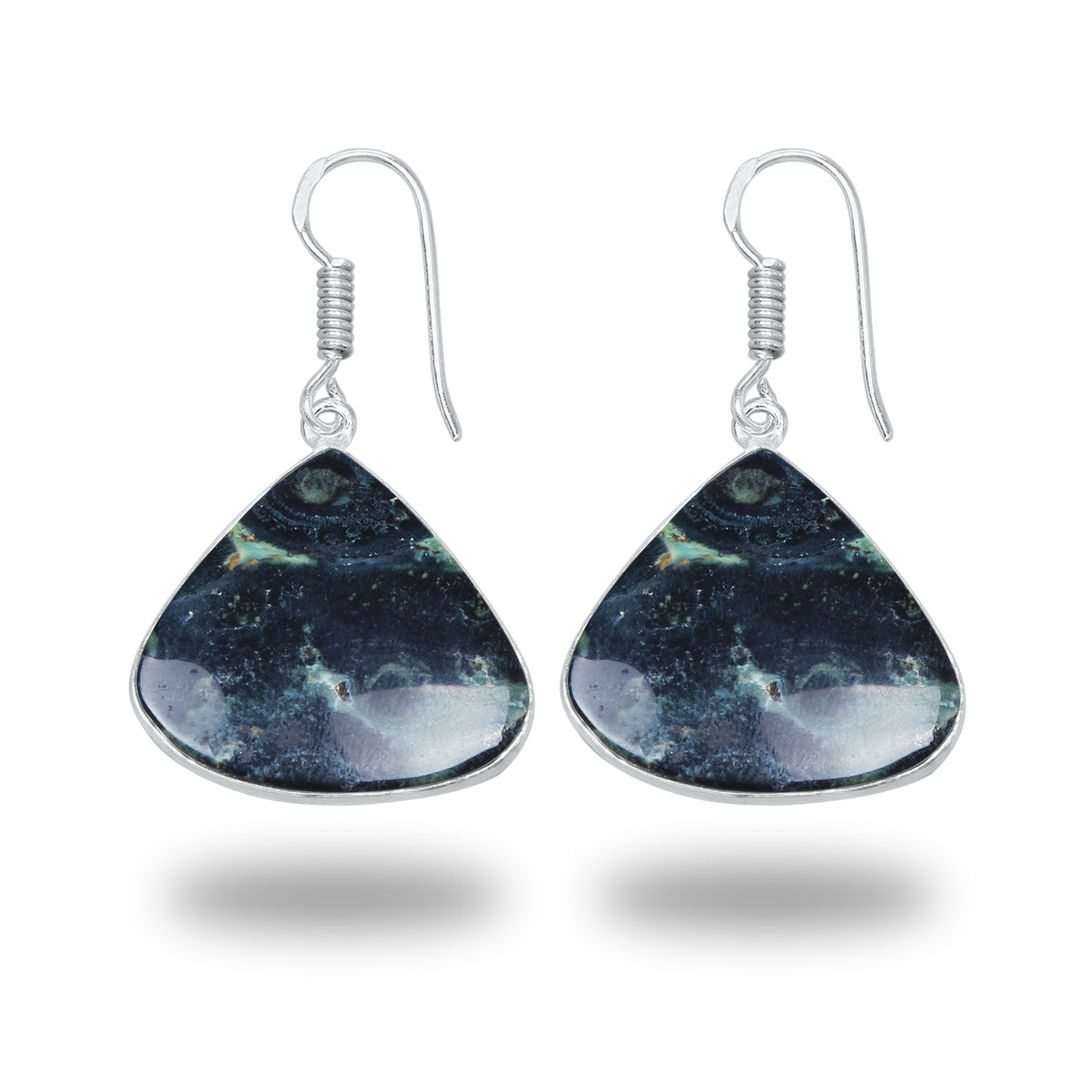 Star Galaxy Jasper Earrings – Silver-Plated, Handmade, Cosmic Pattern | Wholesale