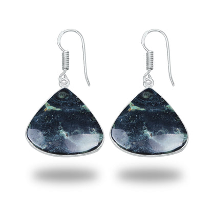 Star Galaxy Jasper Earrings – Silver-Plated, Handmade, Cosmic Pattern | Wholesale