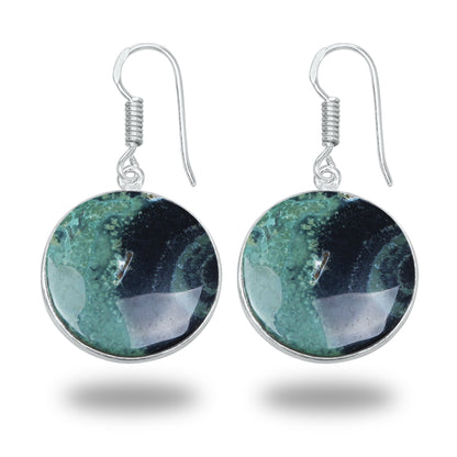 Star Galaxy Jasper Earrings – Silver-Plated, Handmade, Cosmic Pattern | Wholesale