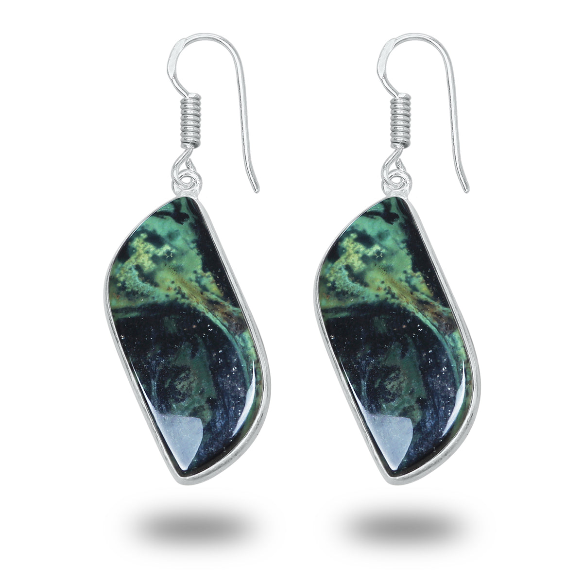 Star Galaxy Jasper Earrings – Silver-Plated, Handmade, Cosmic Pattern | Wholesale