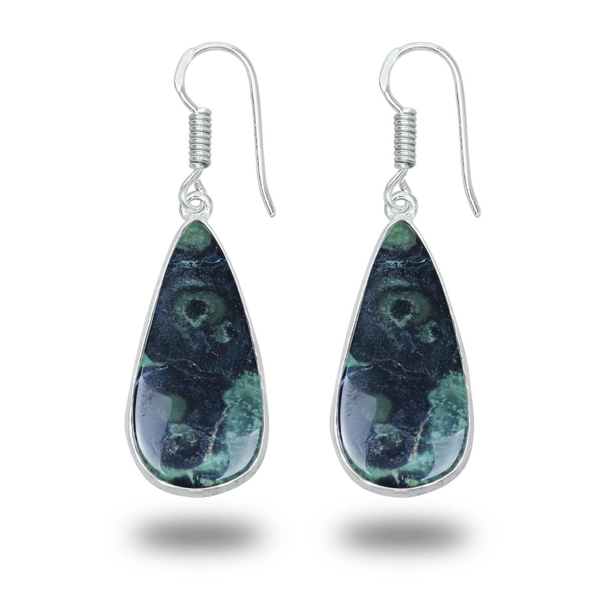 Star Galaxy Jasper Earrings – Silver-Plated, Handmade, Cosmic Pattern | Wholesale