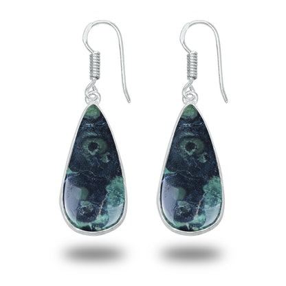 Star Galaxy Jasper Earrings – Silver-Plated, Handmade, Cosmic Pattern | Wholesale