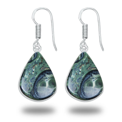 Star Galaxy Jasper Earrings – Silver-Plated, Handmade, Cosmic Pattern | Wholesale