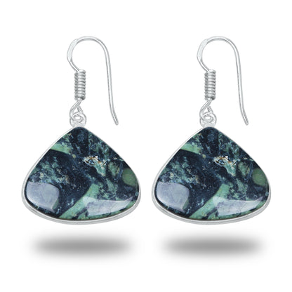 Star Galaxy Jasper Earrings – Silver-Plated, Handmade, Cosmic Pattern | Wholesale