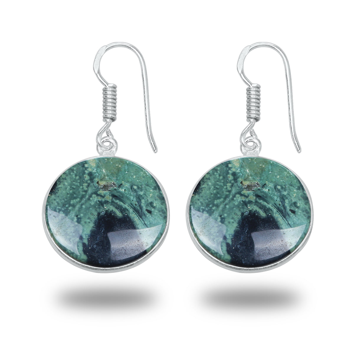 Star Galaxy Jasper Earrings – Silver-Plated, Handmade, Cosmic Pattern | Wholesale