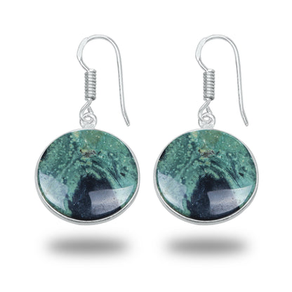 Star Galaxy Jasper Earrings – Silver-Plated, Handmade, Cosmic Pattern | Wholesale