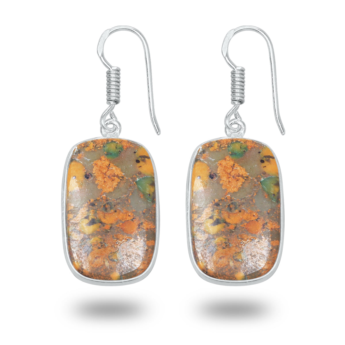Sabalgarh Marble Earrings – Silver-Plated, Handmade, Fruit Jasper | Wholesale