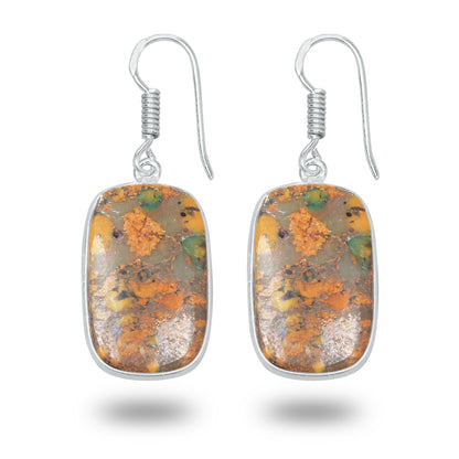Sabalgarh Marble Earrings – Silver-Plated, Handmade, Fruit Jasper | Wholesale