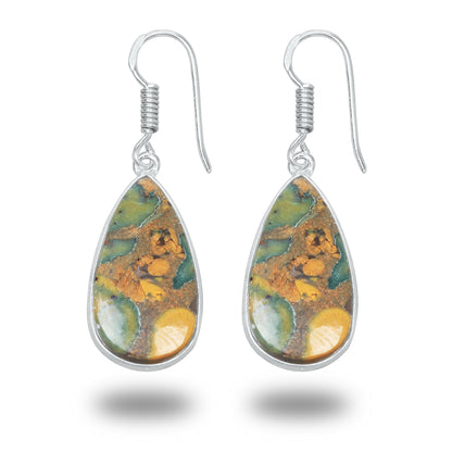Sabalgarh Marble Earrings – Silver-Plated, Handmade, Fruit Jasper | Wholesale