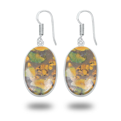 Sabalgarh Marble Earrings – Silver-Plated, Handmade, Fruit Jasper | Wholesale