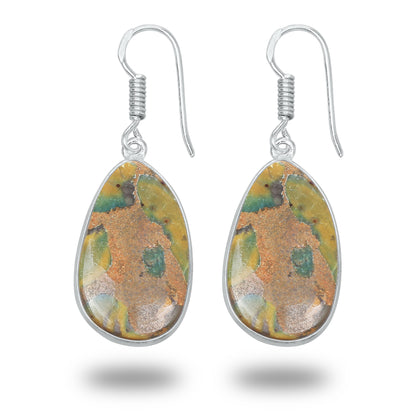 Sabalgarh Marble Earrings – Silver-Plated, Handmade, Fruit Jasper | Wholesale