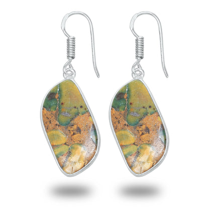 Sabalgarh Marble Earrings – Silver-Plated, Handmade, Fruit Jasper | Wholesale