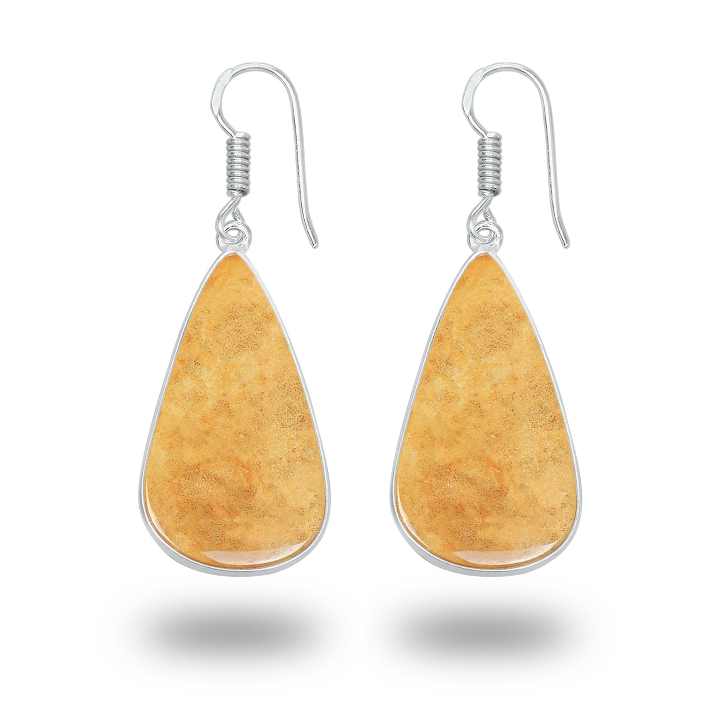 Boucles d'oreilles en corail fossile – Plaqué argent, minimalistes | Bijoux faits main en gros