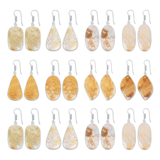 Boucles d'oreilles en corail fossile – Plaqué argent, minimalistes | Bijoux faits main en gros