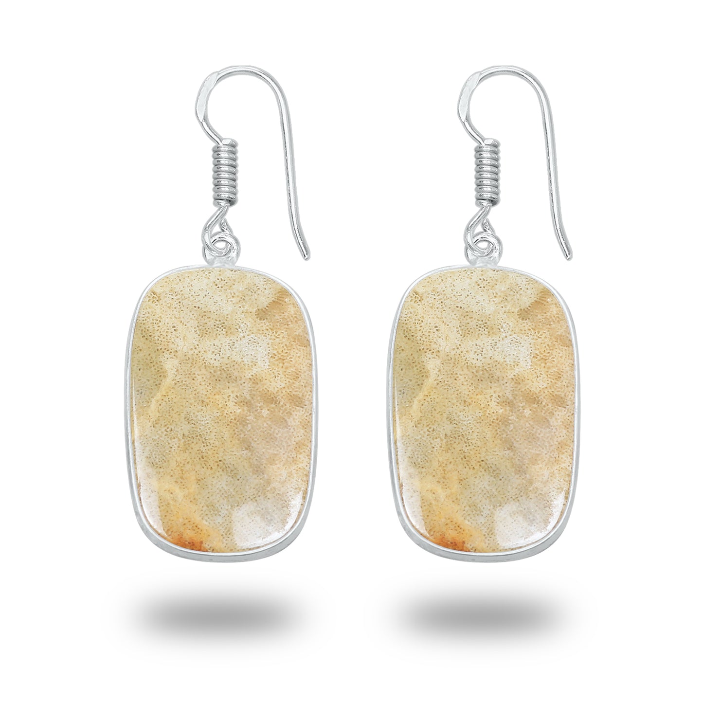 Boucles d'oreilles en corail fossile – Plaqué argent, minimalistes | Bijoux faits main en gros