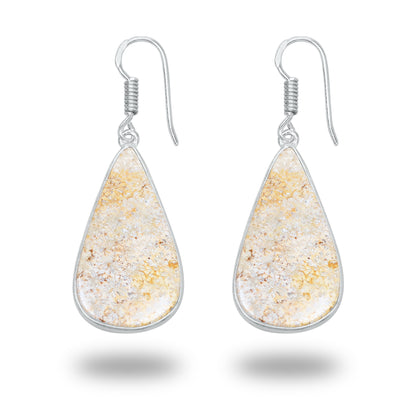 Boucles d'oreilles en corail fossile – Plaqué argent, minimalistes | Bijoux faits main en gros