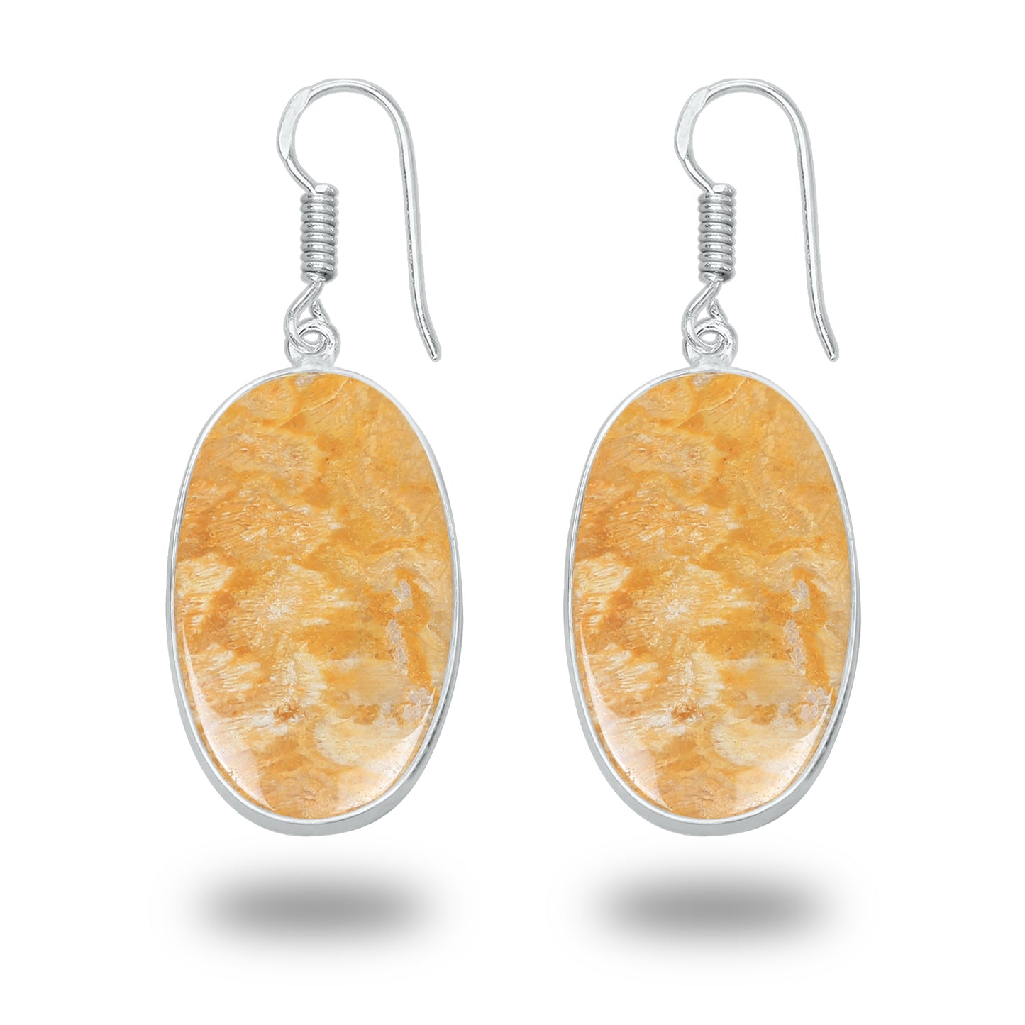 Boucles d'oreilles en corail fossile – Plaqué argent, minimalistes | Bijoux faits main en gros