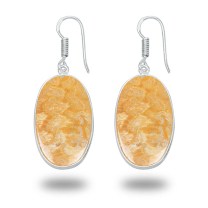 Boucles d'oreilles en corail fossile – Plaqué argent, minimalistes | Bijoux faits main en gros
