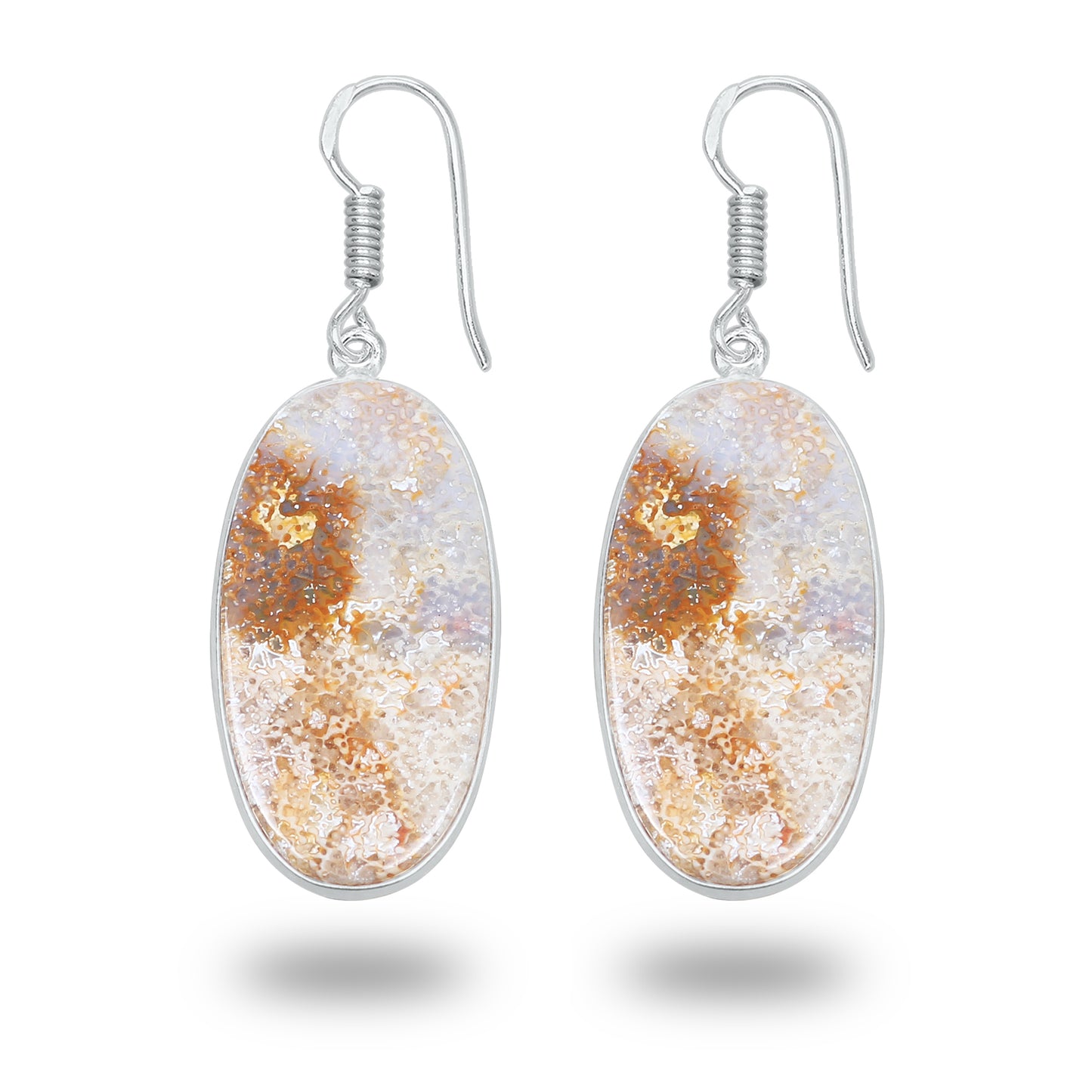 Boucles d'oreilles en corail fossile – Plaqué argent, minimalistes | Bijoux faits main en gros