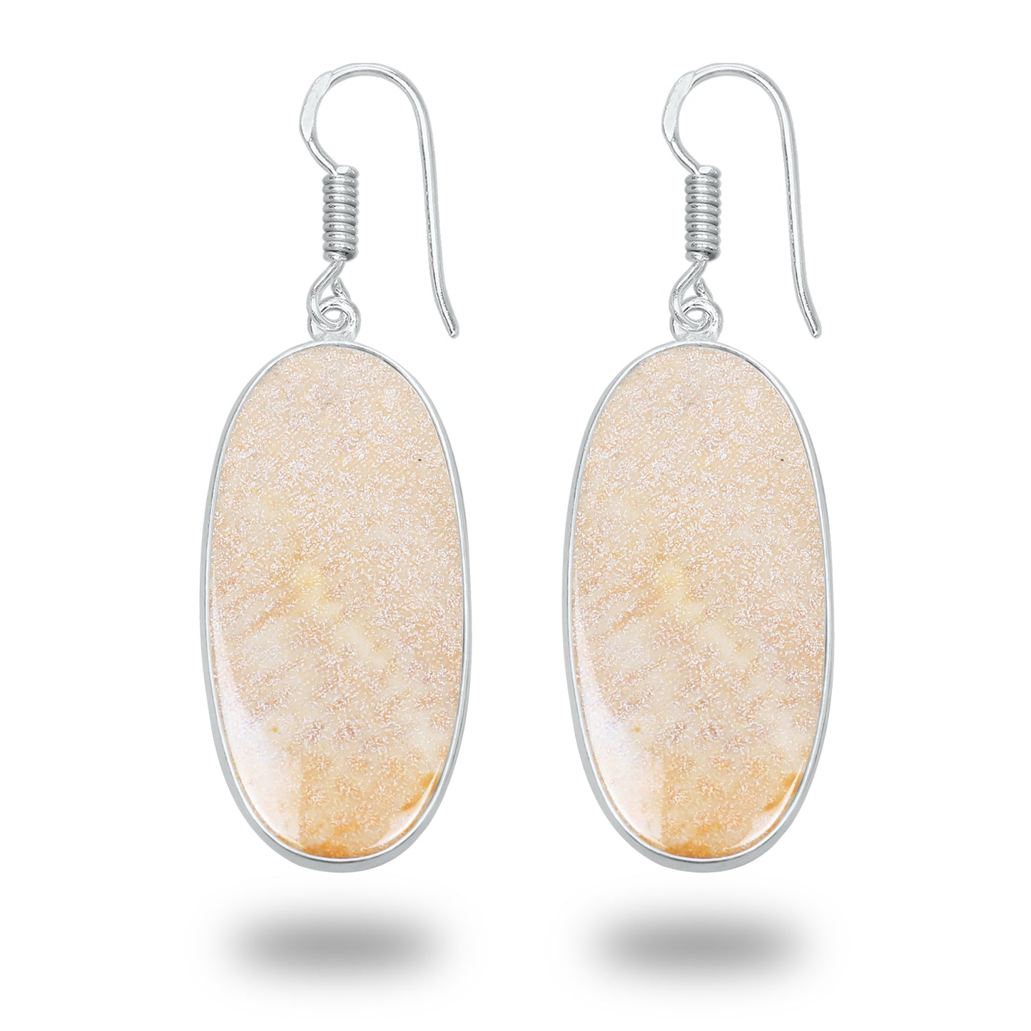 Boucles d'oreilles en corail fossile – Plaqué argent, minimalistes | Bijoux faits main en gros