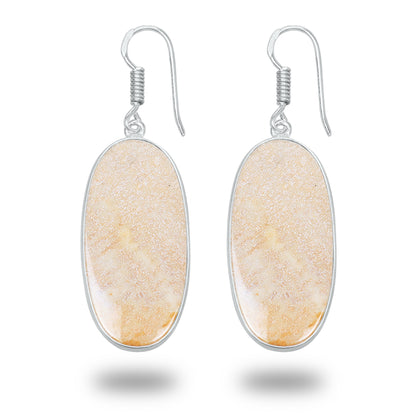 Boucles d'oreilles en corail fossile – Plaqué argent, minimalistes | Bijoux faits main en gros
