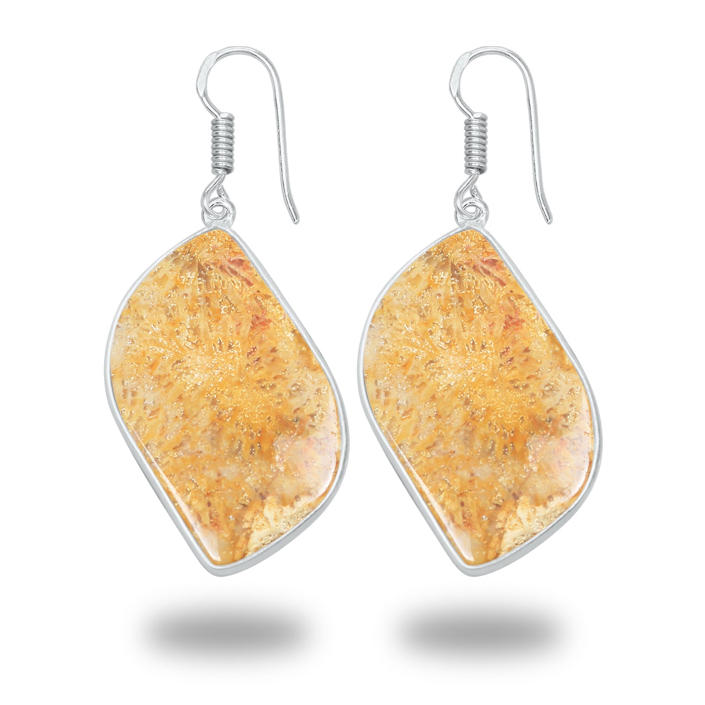 Boucles d'oreilles en corail fossile – Plaqué argent, minimalistes | Bijoux faits main en gros