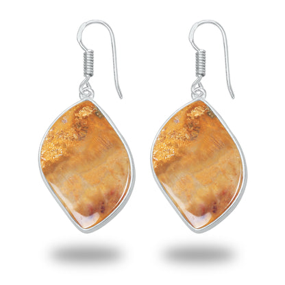 Boucles d'oreilles en corail fossile – Plaqué argent, minimalistes | Bijoux faits main en gros