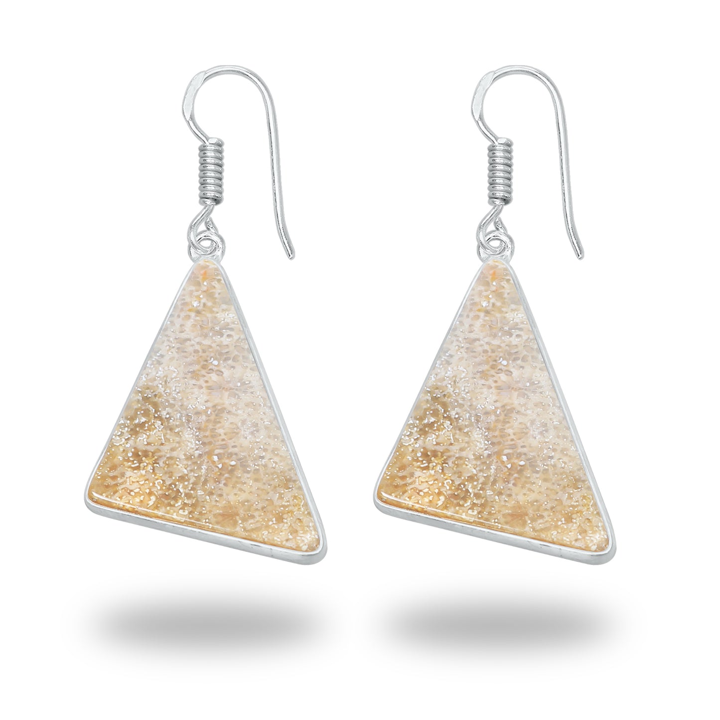 Boucles d'oreilles en corail fossile – Plaqué argent, minimalistes | Bijoux faits main en gros