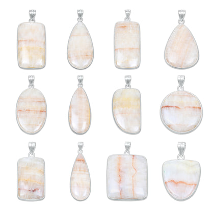 Aragonite Simple work Pendants -  Handmade, Silver-Plated Brass, Wholesale