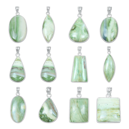 Serpentine Simple work Pendants -  Handmade, Silver-Plated Brass, Wholesale