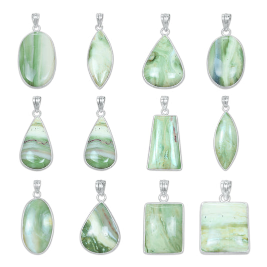 Serpentine Simple work Pendants -  Handmade, Silver-Plated Brass, Wholesale