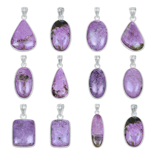 Pendentifs en pierres précieuses amazonites faits à la main - Qualité AAA, laiton plaqué argent, formes assorties