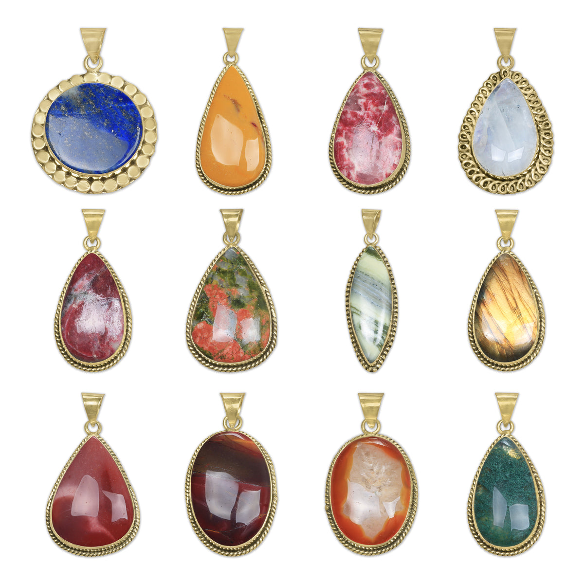 Assorted Crystal Pendants – Gold-Plated, Handmade, Mixed Designs | Wholesale