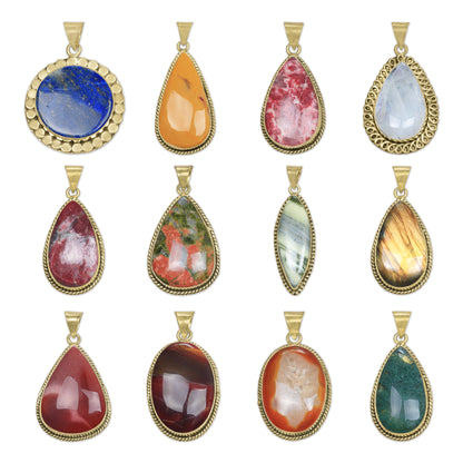 Assorted Crystal Pendants – Gold-Plated, Handmade, Mixed Designs | Wholesale