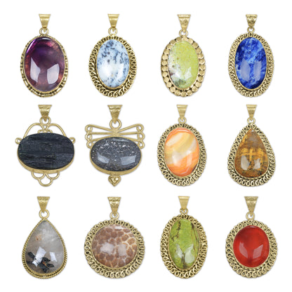 Assorted Crystal Pendants – Gold-Plated, Handmade, Mixed Designs | Wholesale