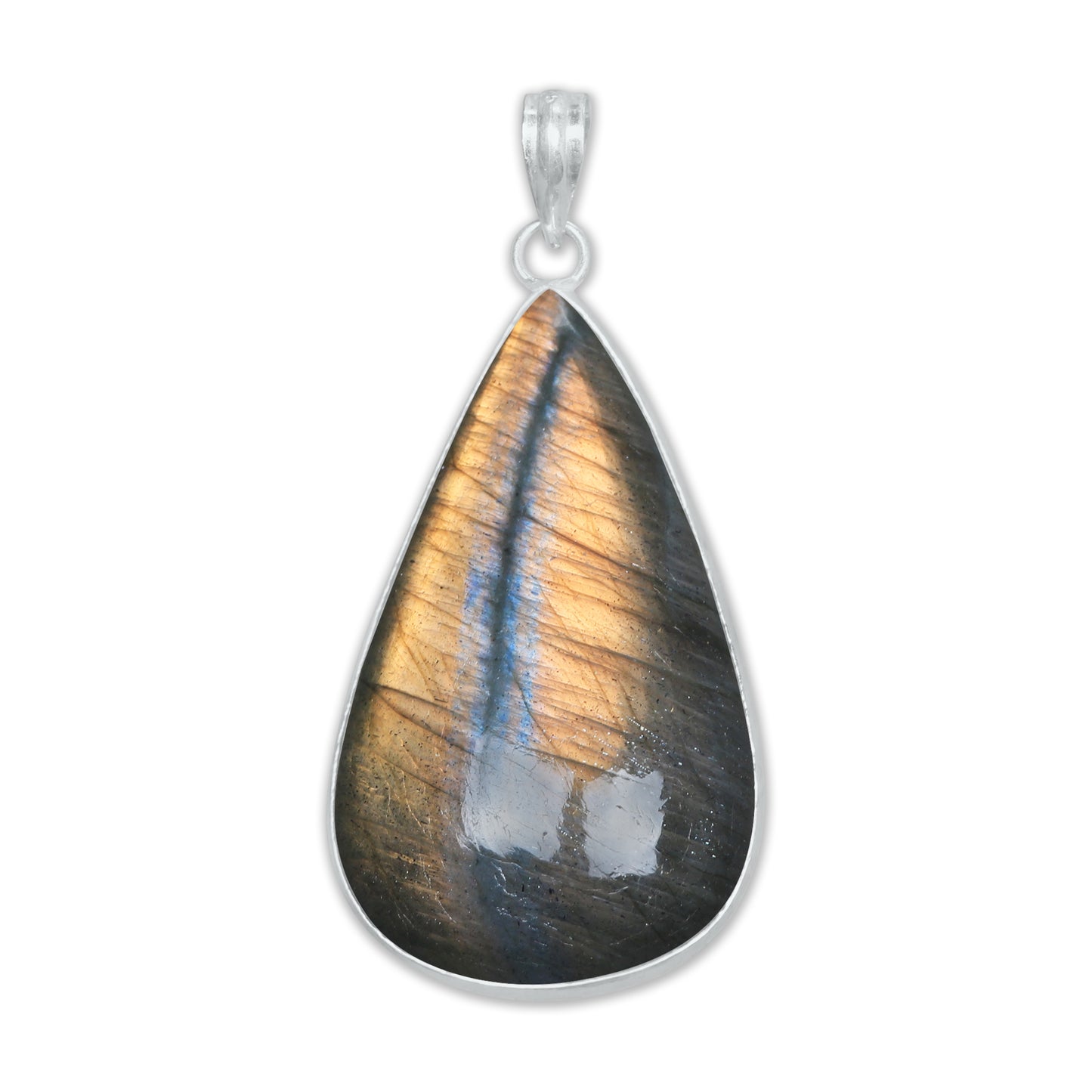Pendentifs minimalistes en labradorite - Faits à la main, laiton plaqué argent, vente en gros