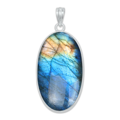 Pendentifs minimalistes en labradorite - Faits à la main, laiton plaqué argent, vente en gros