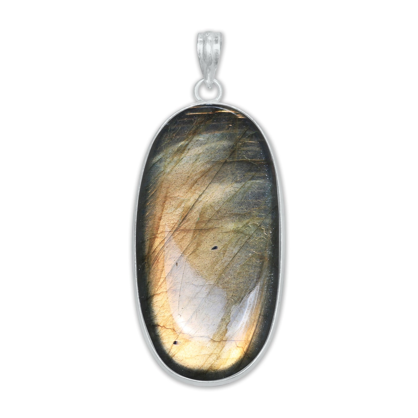 Pendentifs minimalistes en labradorite - Faits à la main, laiton plaqué argent, vente en gros