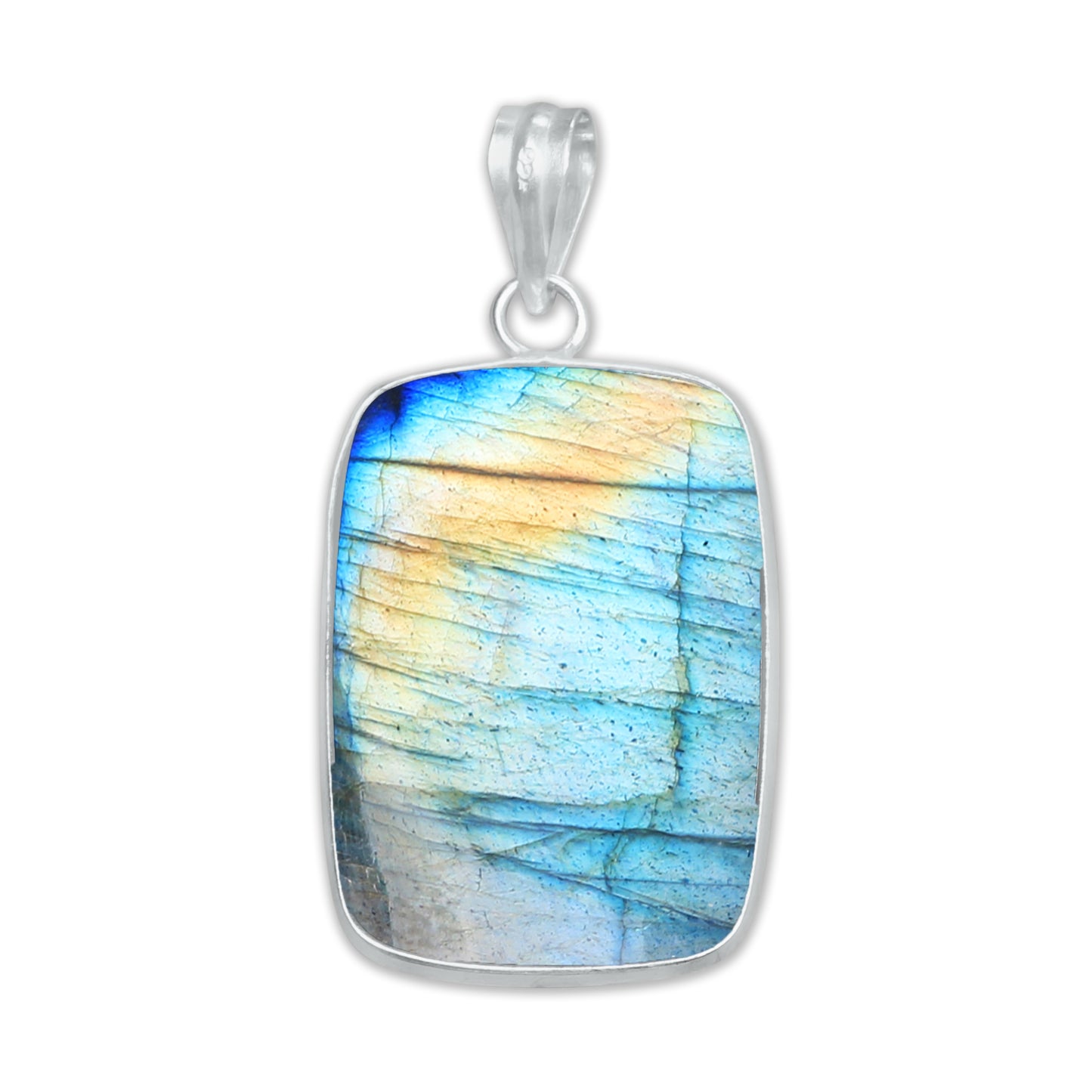 Pendentifs minimalistes en labradorite - Faits à la main, laiton plaqué argent, vente en gros