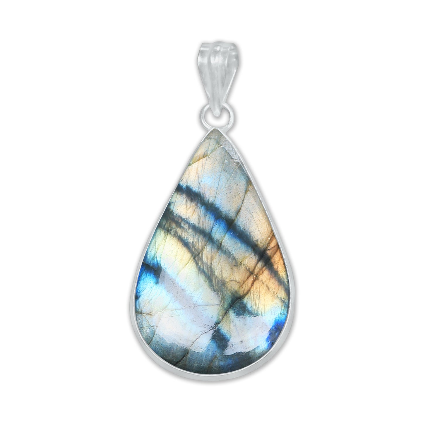 Pendentifs minimalistes en labradorite - Faits à la main, laiton plaqué argent, vente en gros