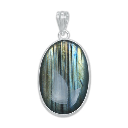 Pendentifs minimalistes en labradorite - Faits à la main, laiton plaqué argent, vente en gros