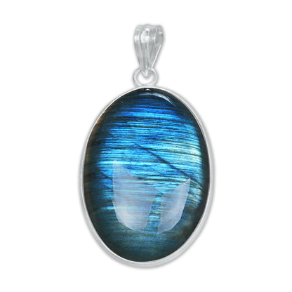 Pendentifs minimalistes en labradorite - Faits à la main, laiton plaqué argent, vente en gros