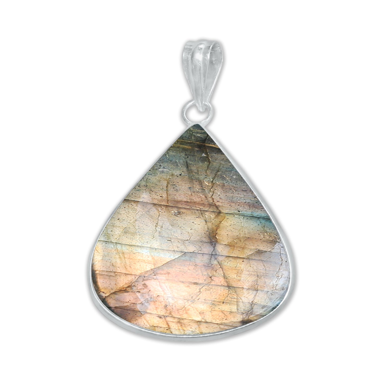 Pendentifs minimalistes en labradorite - Faits à la main, laiton plaqué argent, vente en gros