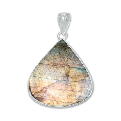 Pendentifs minimalistes en labradorite - Faits à la main, laiton plaqué argent, vente en gros